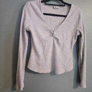 Cropped Grey Tentree Henley Long Sleeve